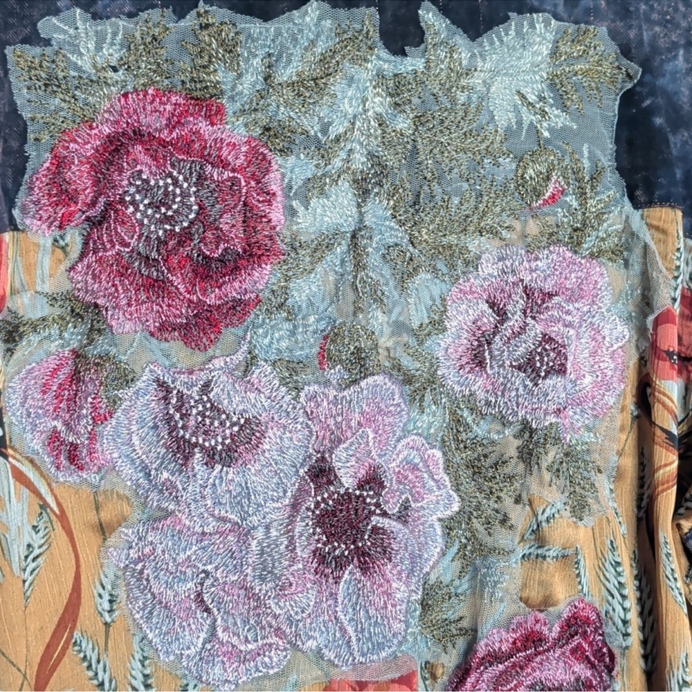 Aratta Acid Wash Mixed Textile Women's Blouse - Picture 3 of 4